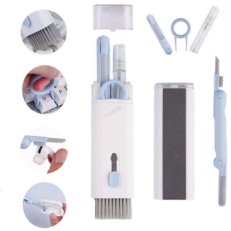 Kit de limpeza 7 em 1 - Conjunto de Limpador de Teclado, Fone de Ouvido, Celular, Notebook