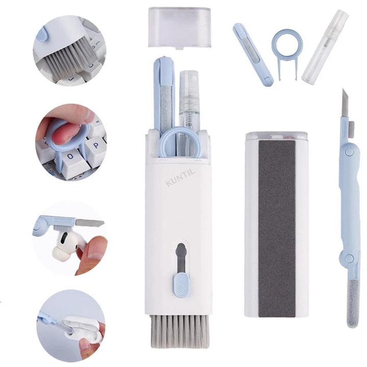 Kit de limpeza 7 em 1 - Conjunto de Limpador de Teclado, Fone de Ouvido, Celular, Notebook